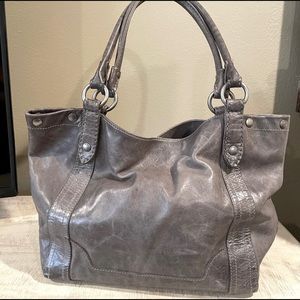 Frye ice gray leather tote